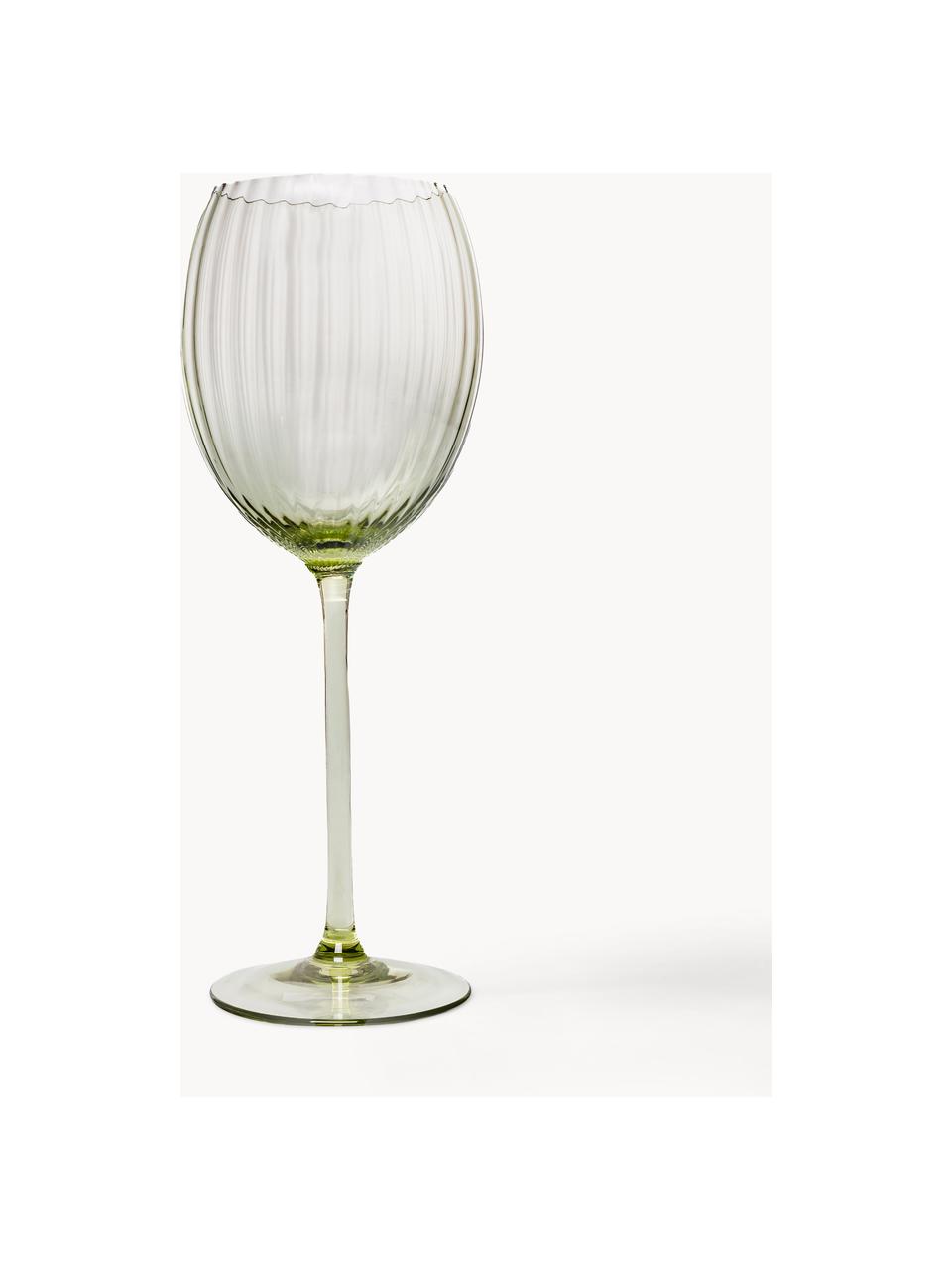 Handgefertigte Weißweingläser Lyon, 2 Stück, Glas, Olivgrün, Ø 7 x H 23 cm, 380 ml