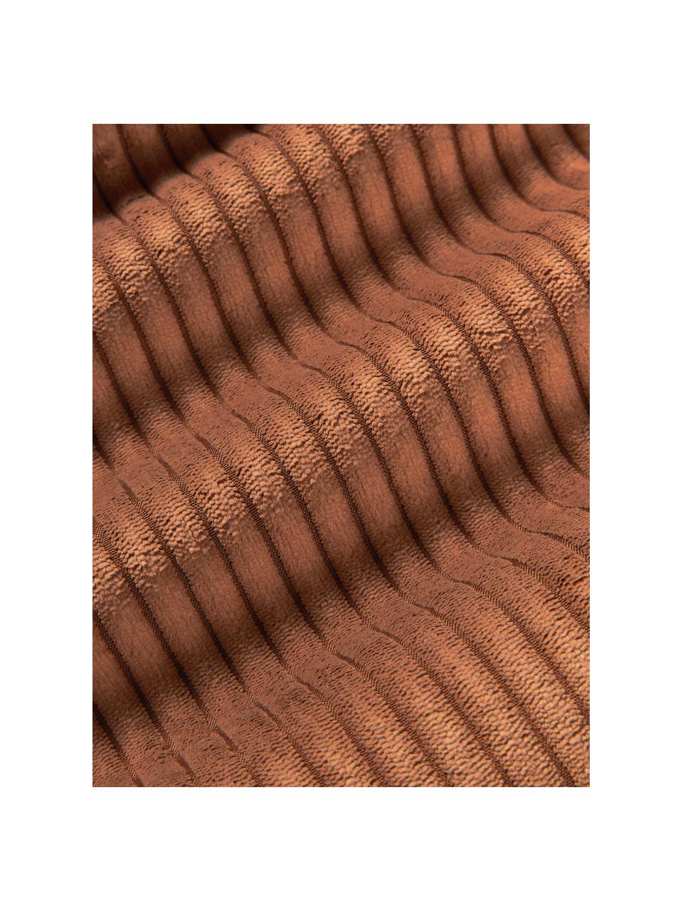 Coussin long en velours côtelé Kylen, Terracotta, brun foncé, larg. 30 x long. 115 cm