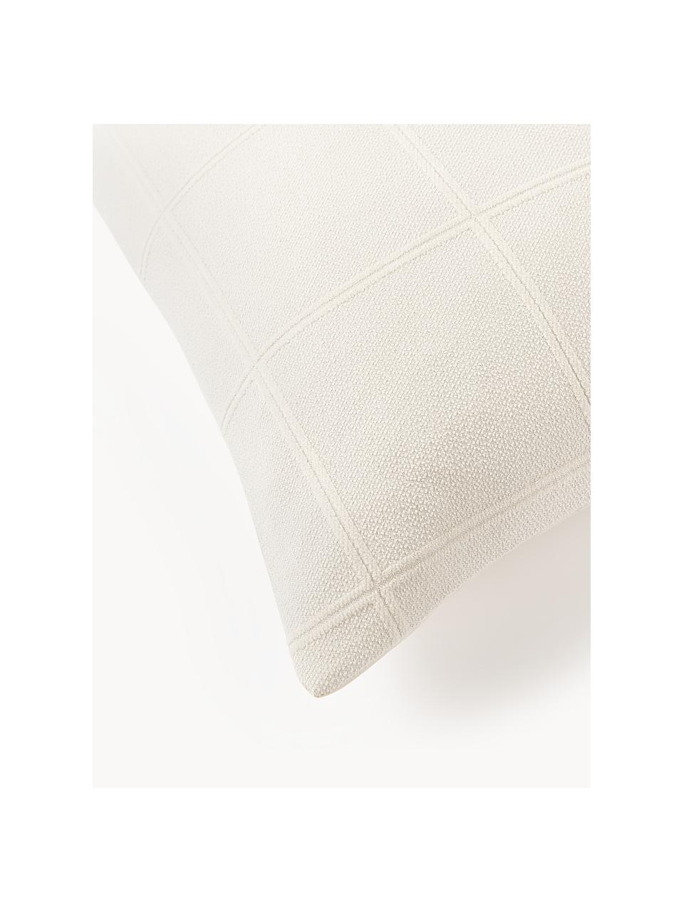 Obliečka na vankúš s tuftovaným károvaným vzorom Vivienne, Vrchná strana: lomená biela Spodná strana: krémovobiela, Š 40 x D 80 cm