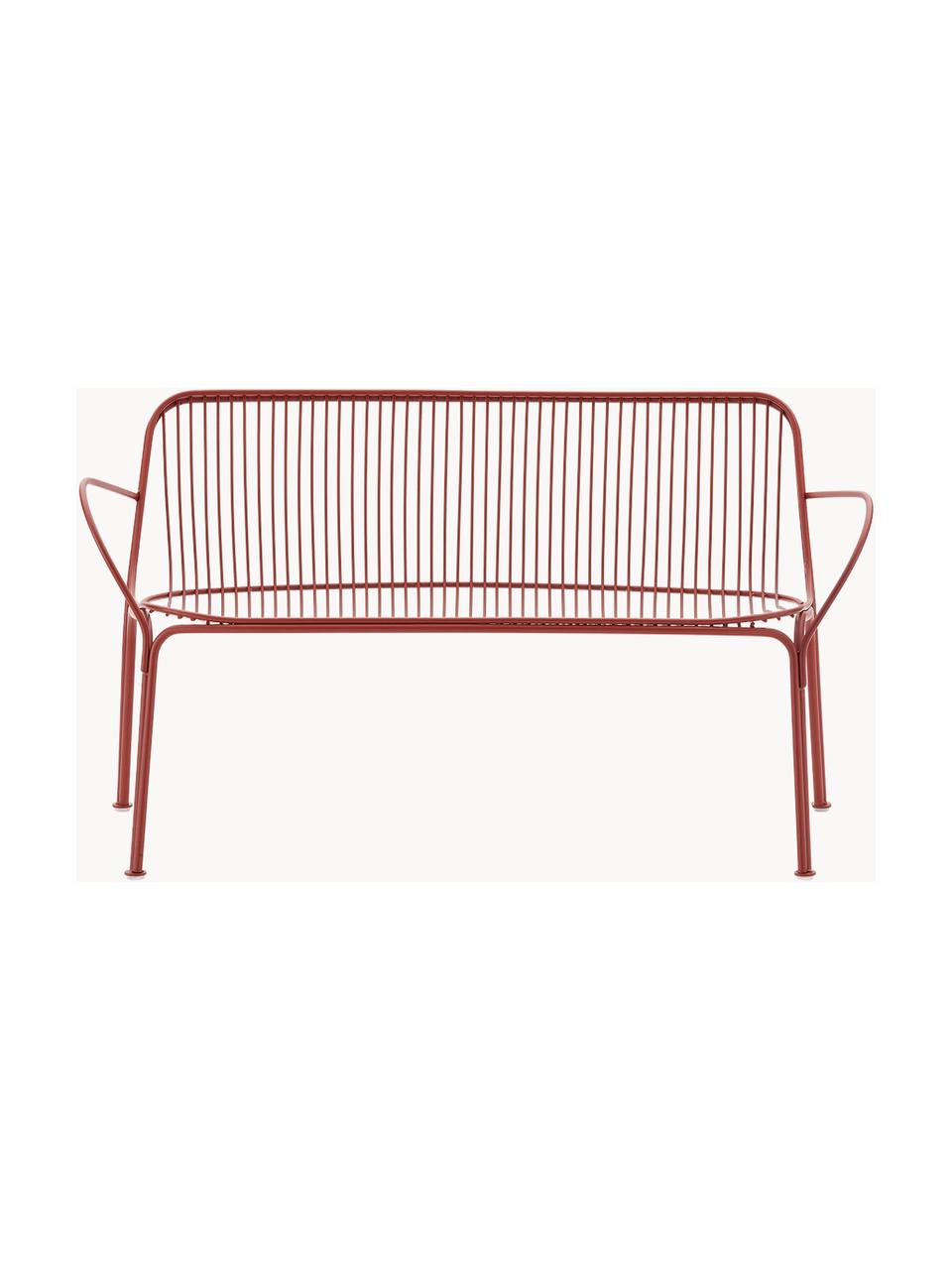 Panchina da giardino Hiray, Acciaio zincato, laccato, Rosso ruggine, Larg. 121 x Prof. 68 cm