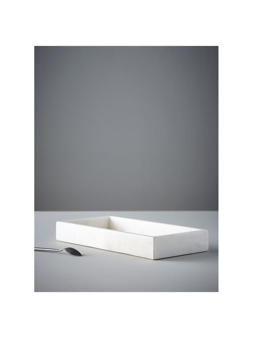 Decoratief dienblad Bifrost, Gepolijst marmer, Wit, B 30 x D 15 cm
