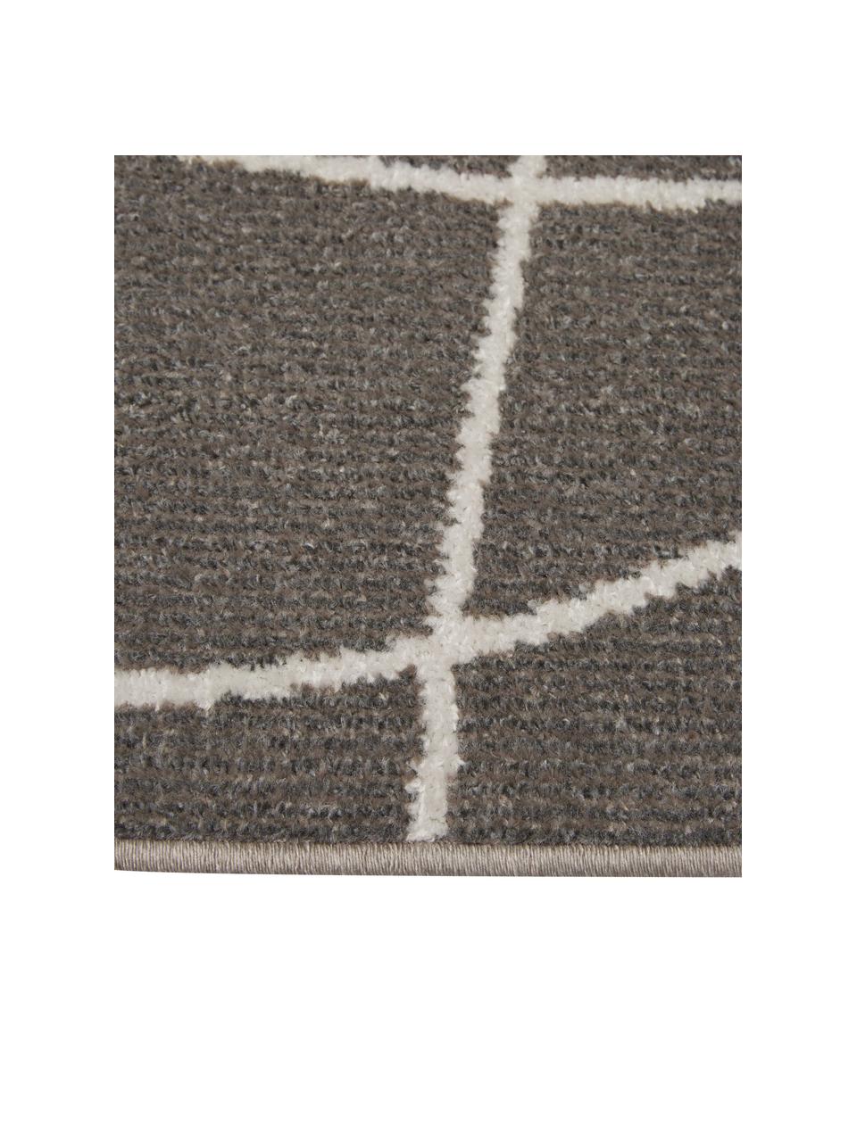 Tapis d'extérieur gris foncé Lillyan, 100 % polypropylène, Gris foncé, couleur crème, larg. 80 x long. 250 cm