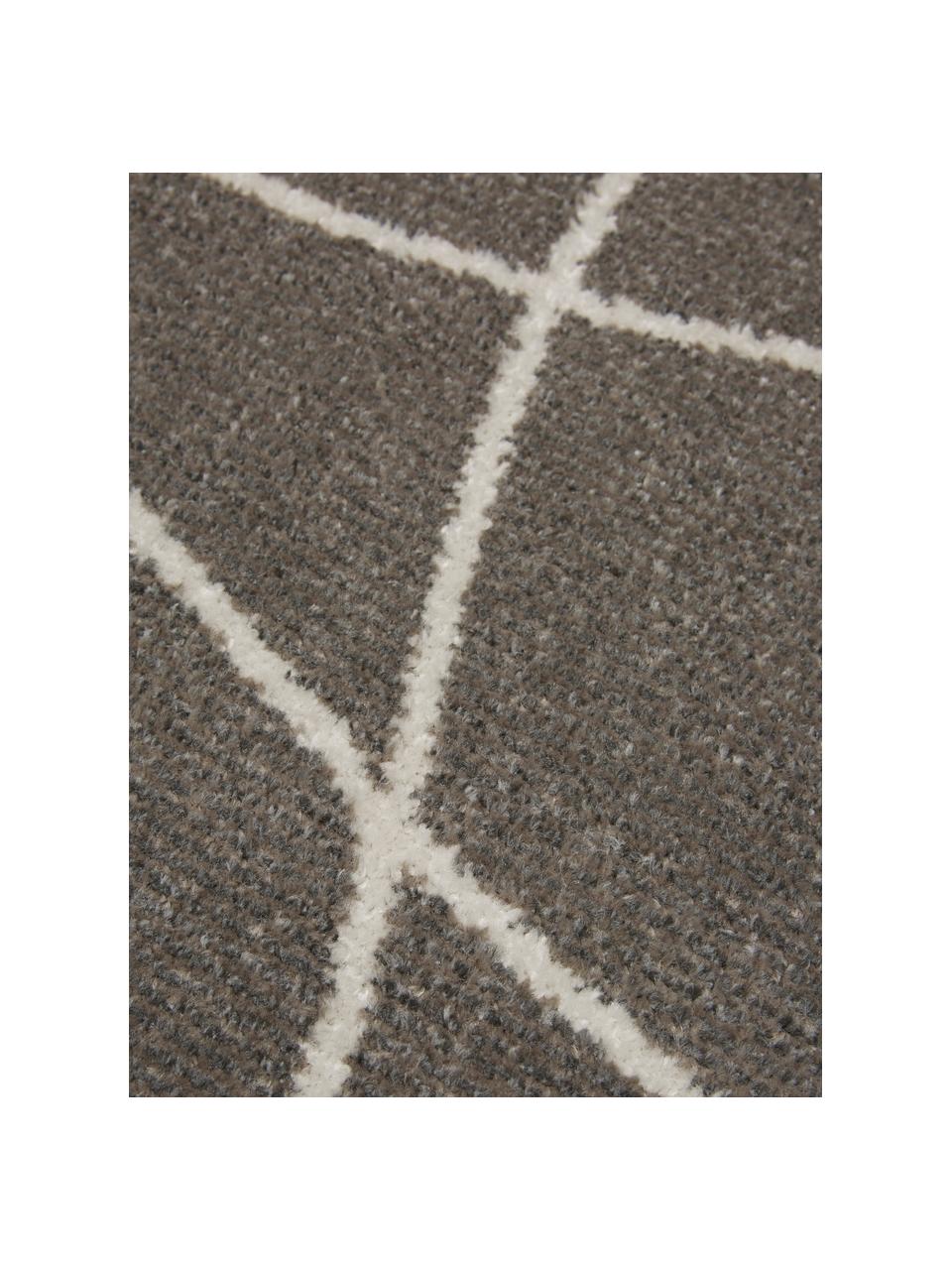 Tapis d'extérieur gris foncé Lillyan, 100 % polypropylène, Gris foncé, couleur crème, larg. 80 x long. 250 cm