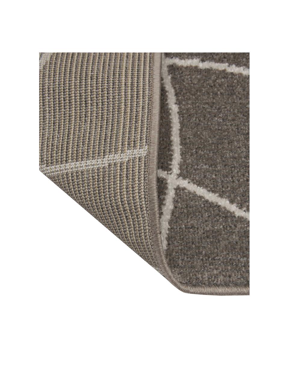 Tapis d'extérieur gris foncé Lillyan, 100 % polypropylène, Gris foncé, couleur crème, larg. 80 x long. 250 cm