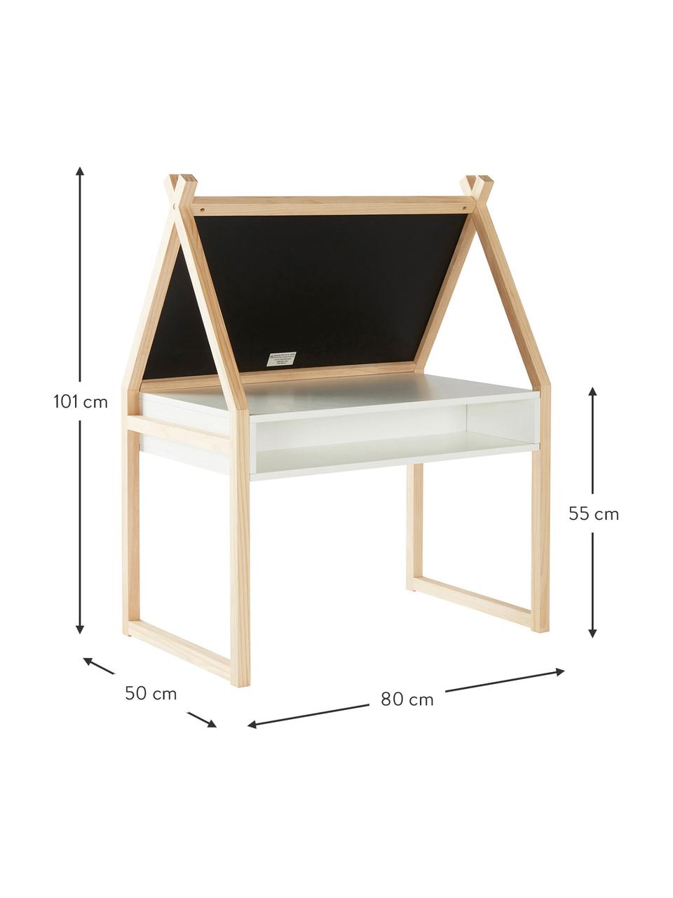 Kindertafel Cadiz met krijtbord, Frame: grenenhout, Bruin, wit, zwart, B 80 x H 101 cm