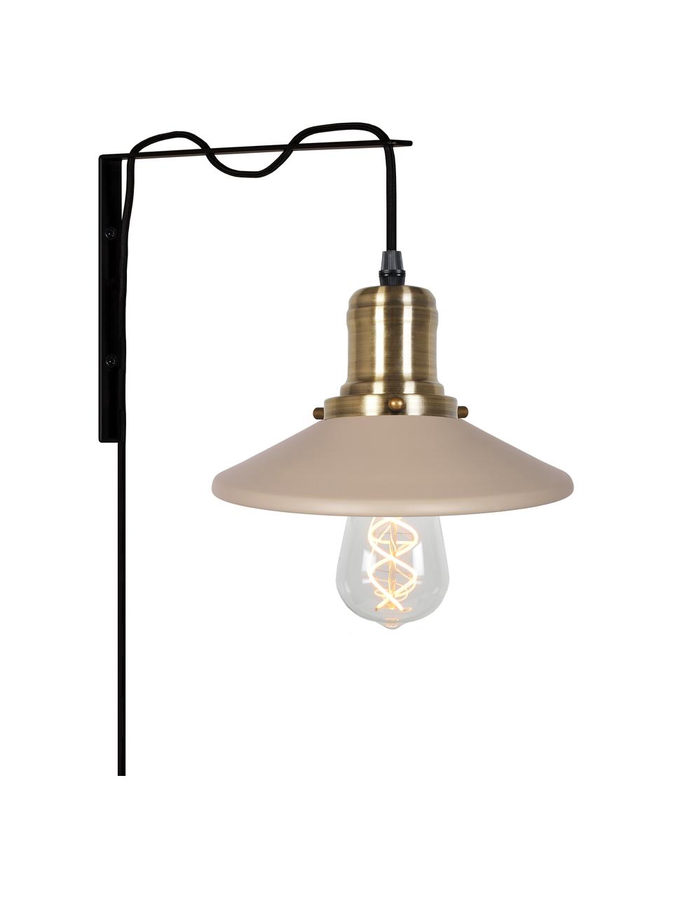 Wandleuchte Disc mit Stecker, Lampenschirm: Metall, beschichtet, Beige, Schwarz, Goldfarben, B 22 x T 40 cm