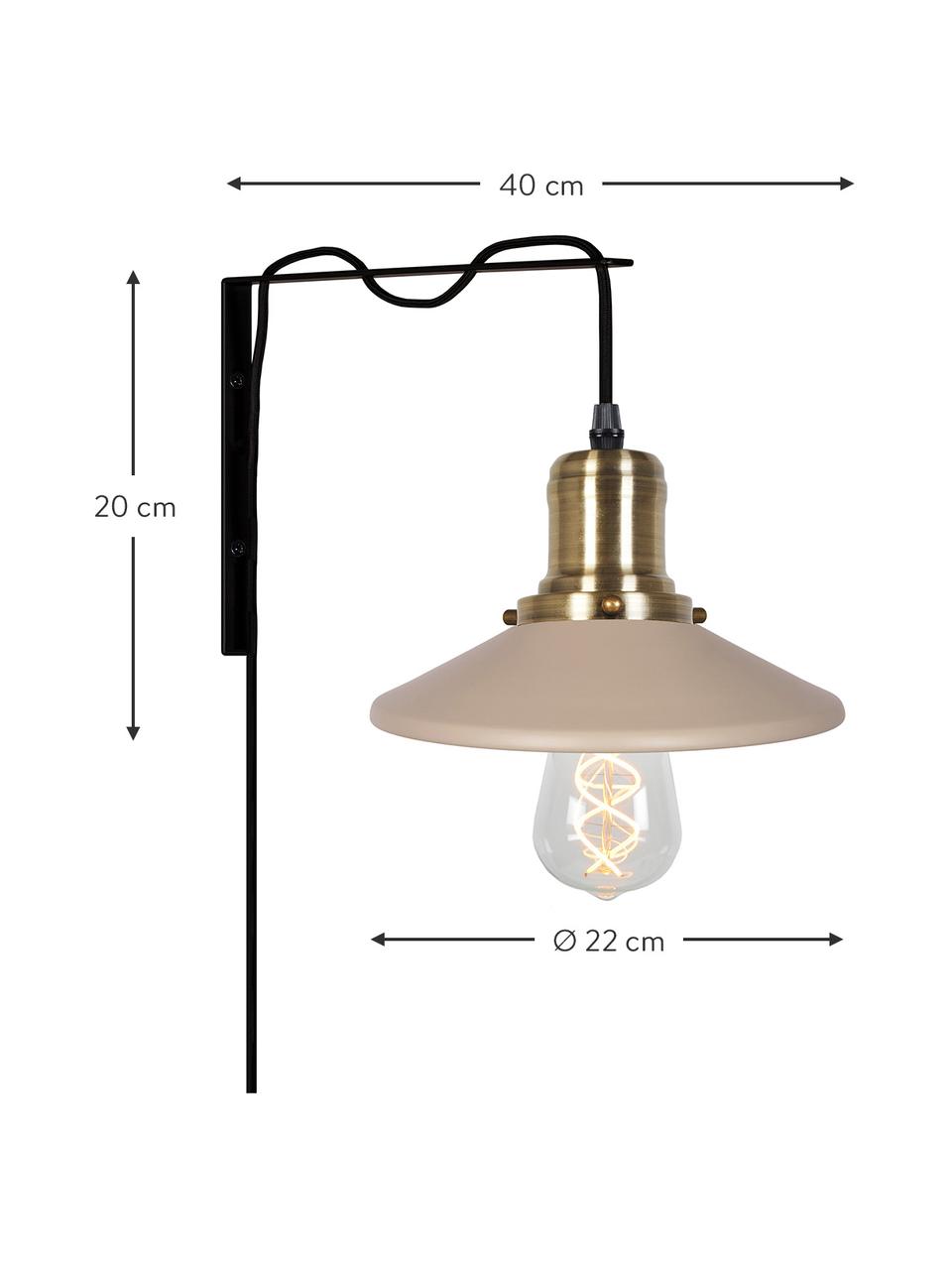 Nástenná lampa so zástrčkou Disc, Béžová, čierna, zlatá, Š 22 x H 40 cm