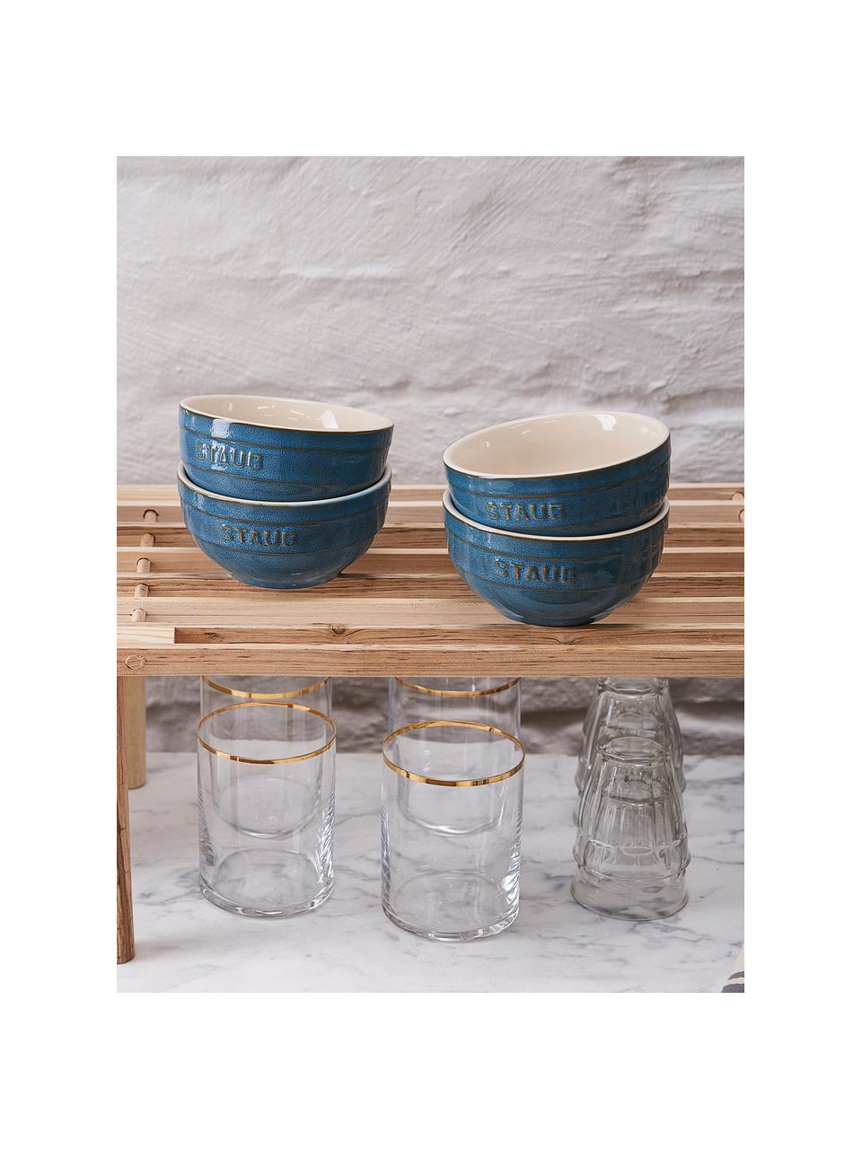Handgefertigte Schüsseln Ceramique in verschiedenen Grössen, 4 Stück, Keramik, emailliert, Petrol, Ø 12 x H 6 cm