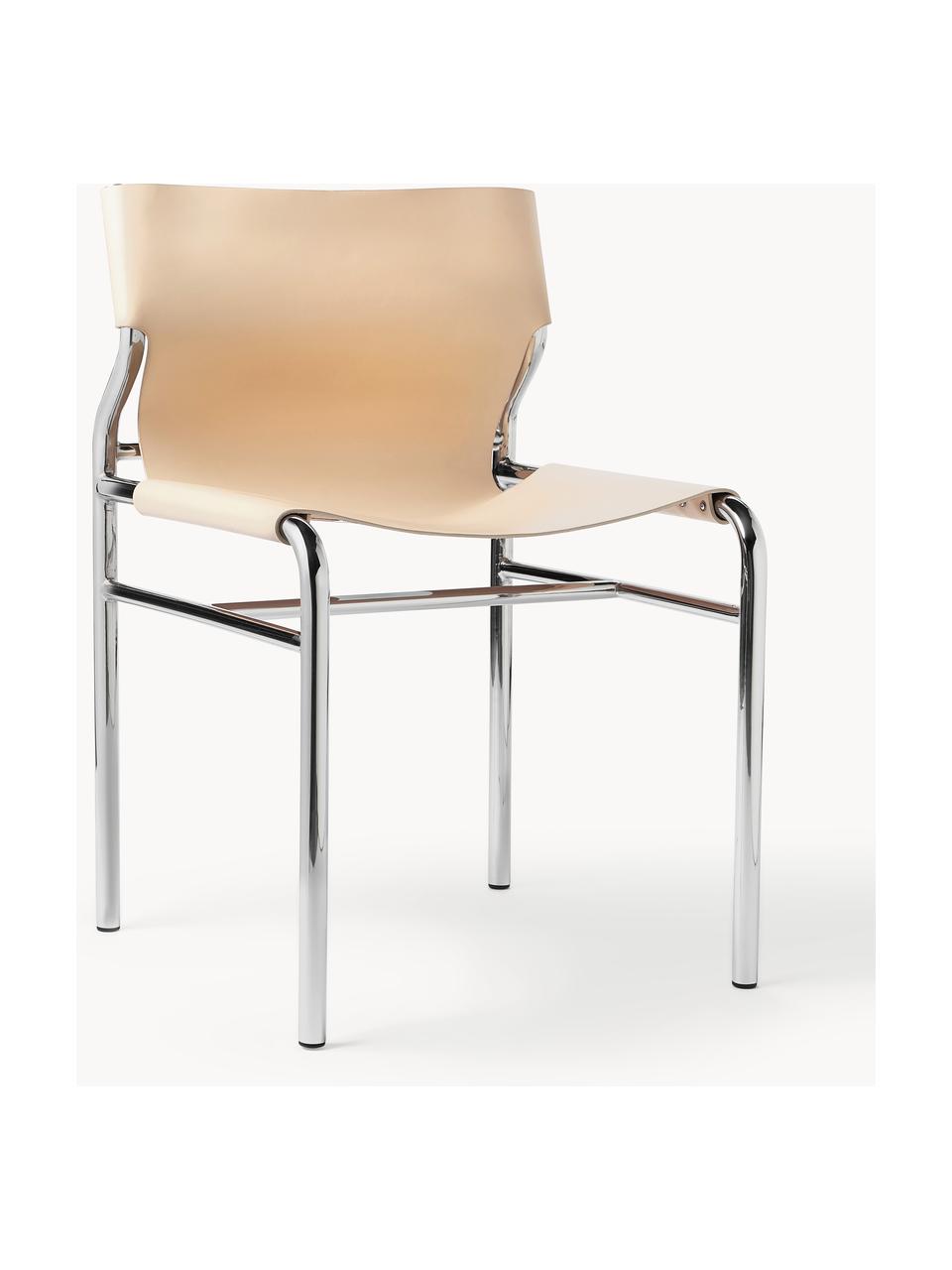 Kožená židle Haku, Světle béžová, Š 65 cm, H 55 cm