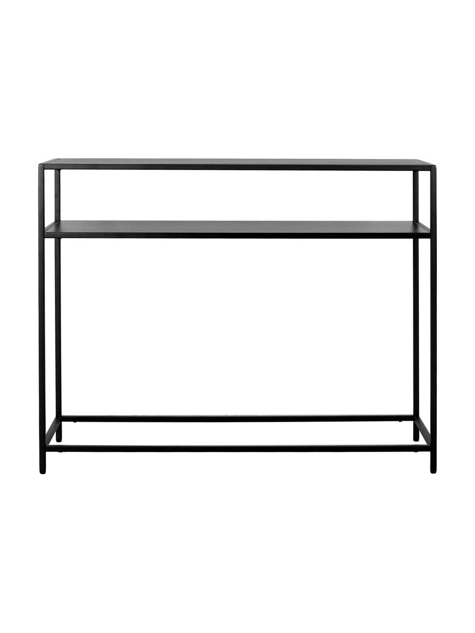 Metalen sidetable Neptun met plank, Gepoedercoat metaal, Zwart, B 100 x H 79 cm