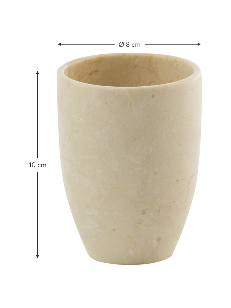 Porta spazzolini in marmo Luxor, Marmo, Marmo beige, Ø 8 x Alt. 10 cm