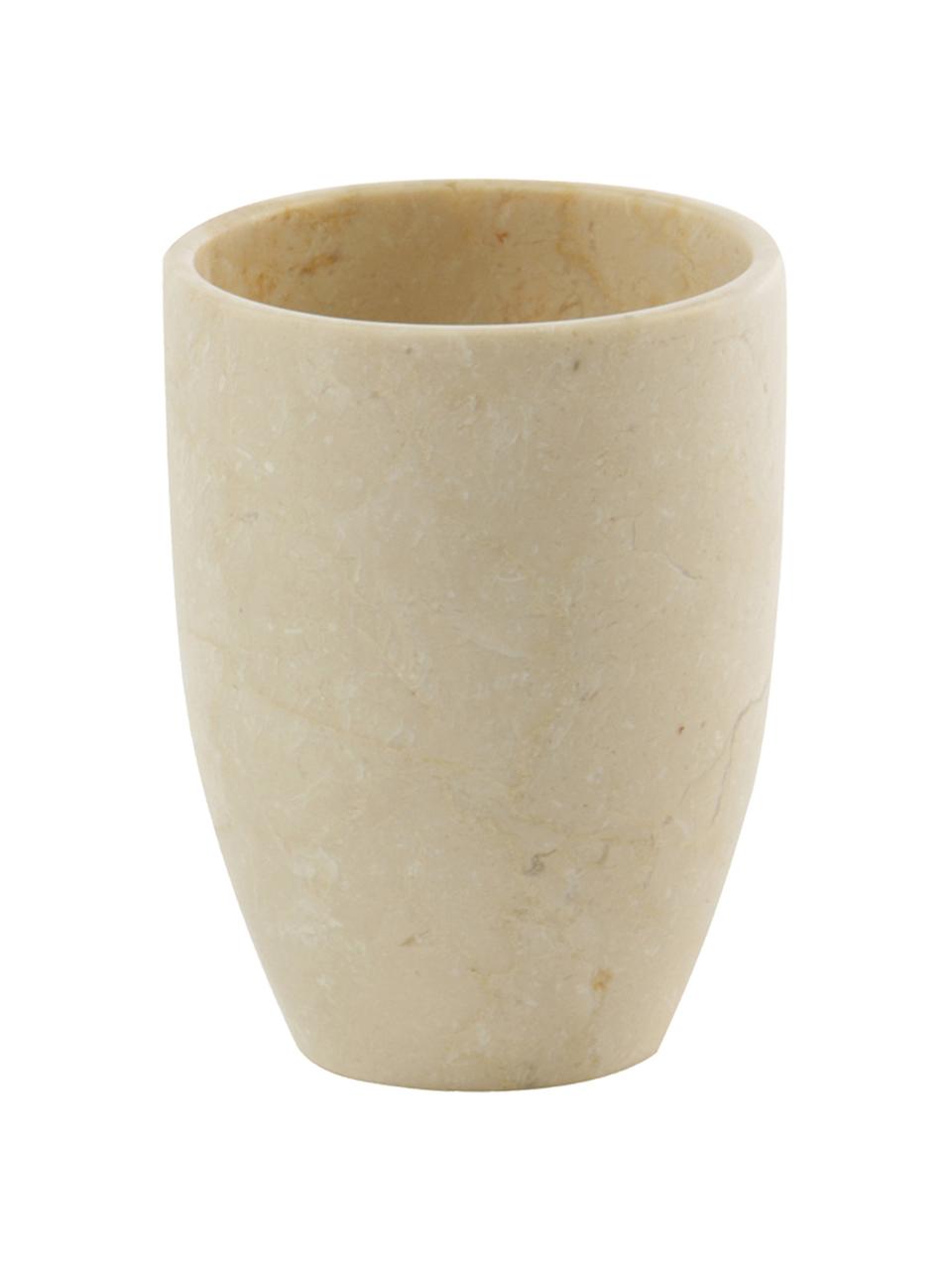 Porta spazzolini in marmo Luxor, Marmo, Marmo beige, Ø 8 x Alt. 10 cm