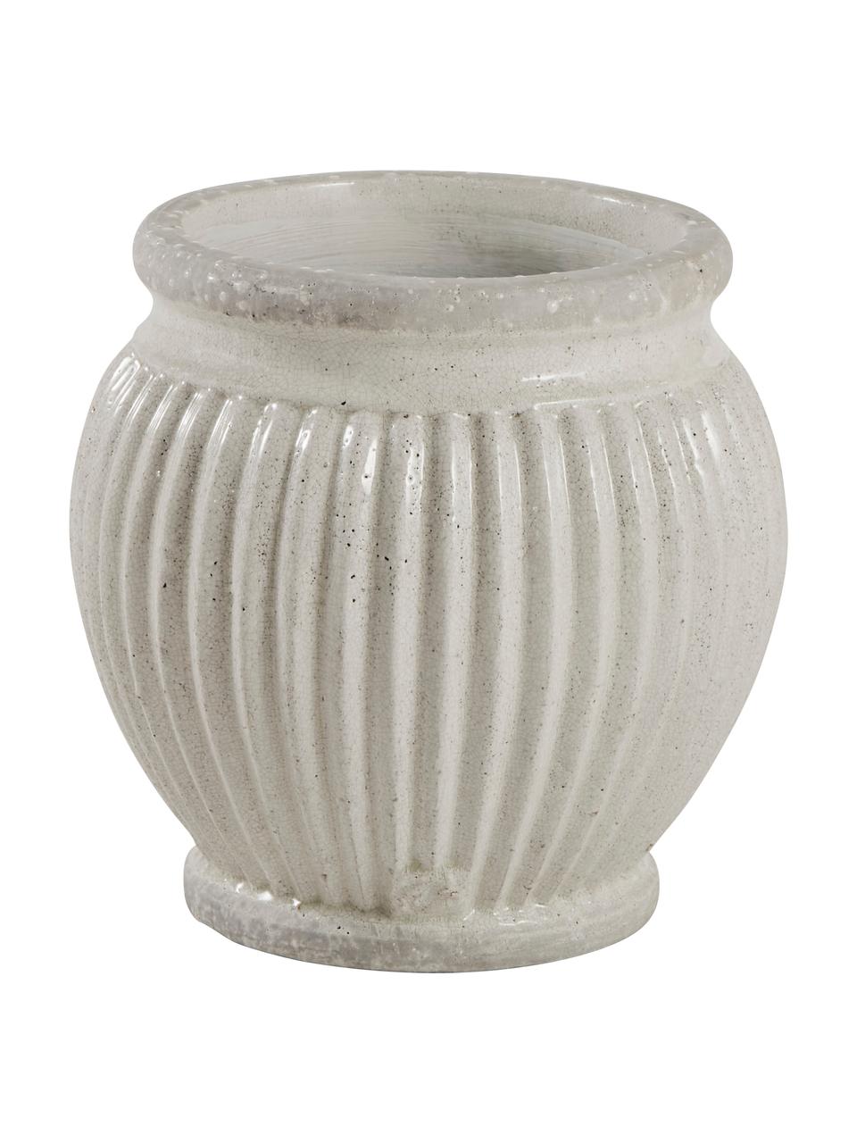 Kleiner Handgefertigter Keramik-Übertopf Catinia in Grau, Keramik, Beige, Ø 14 x H 14 cm