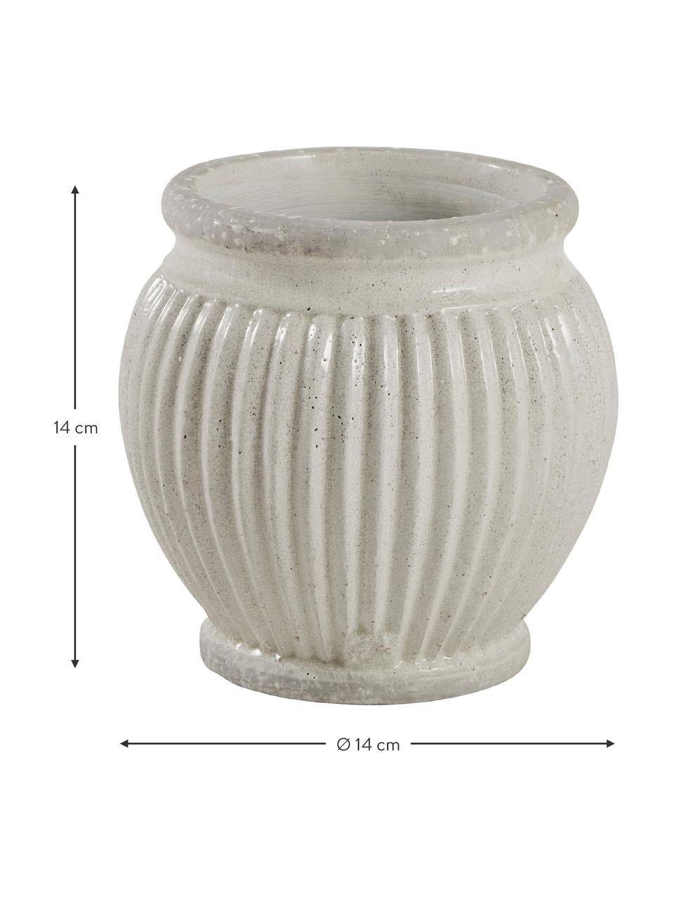 Macetero pequeño artesanal de cerámica Catinia, Cerámica, Beige, Ø 14 x Al 14