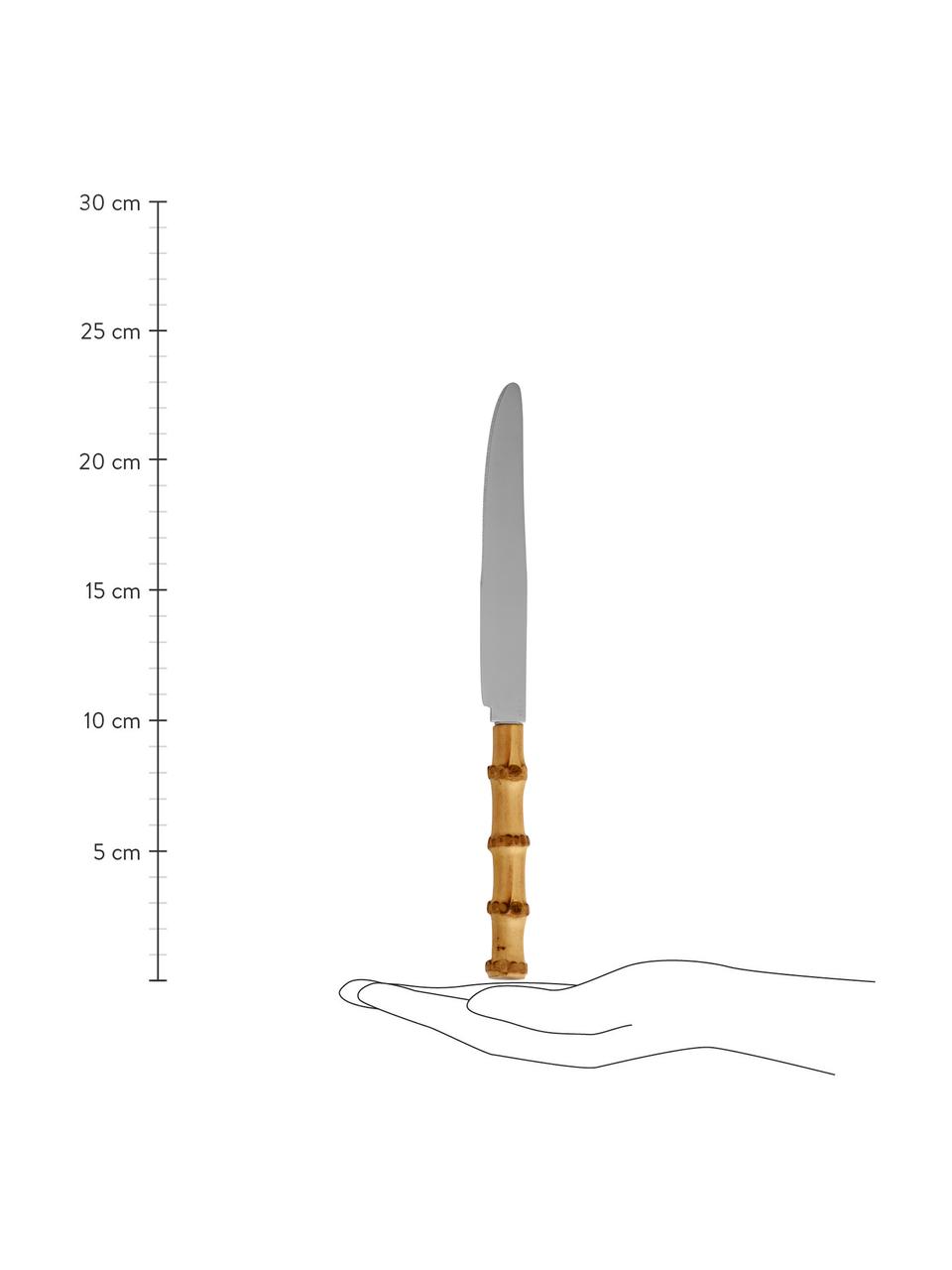 Bestekset Bami uit bamboehout, 6 personen (12-delig), Bestek: edelstaal, Bamboe, zilverkleurig, 6 personen (12-delig)