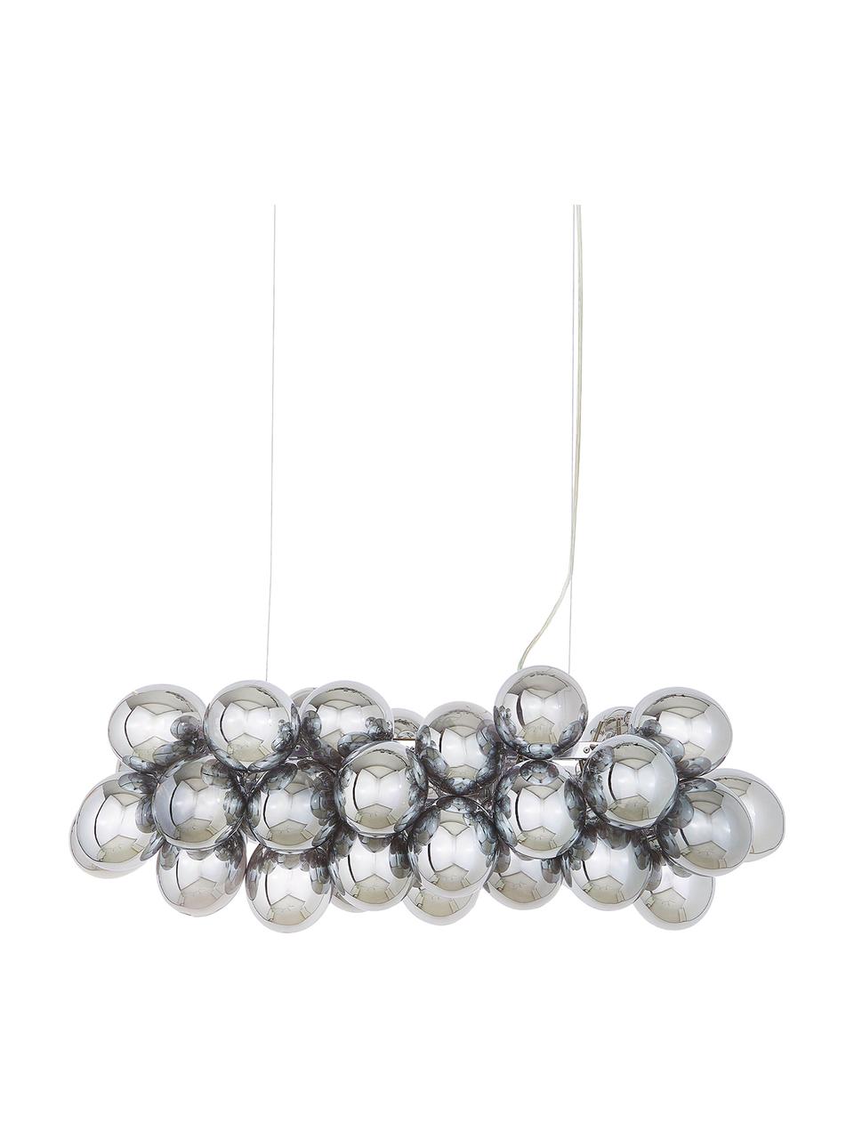 Grande suspension design grappe à sphères multiples en verre chromé Gross Bar, Chrome, larg. 80 x haut. 36 cm