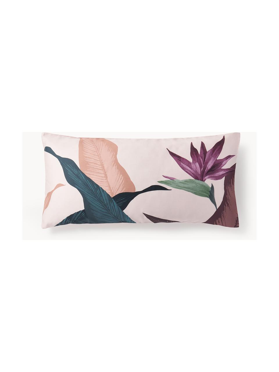 Poszewka na poduszkę z satyny bawełnianej Flora, Jasny różowy, S 40 x D 80 cm