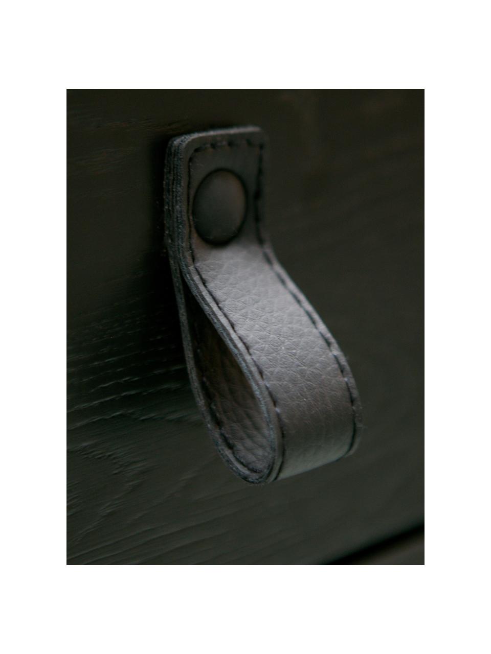 Consola de recibidor con 2 cajones Silas, Estructura: roble, cepillado y pintad, Estructura: metal pintado, Negro, An 140 x F 40 cm