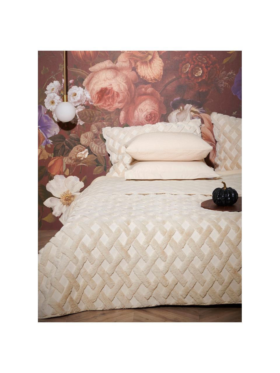 Prehoz s reliéfnym vzorom Natur, 100 % polyester, Krémovobiela, Š 260 x D 260 cm (pre postele do 200 x 200 cm)