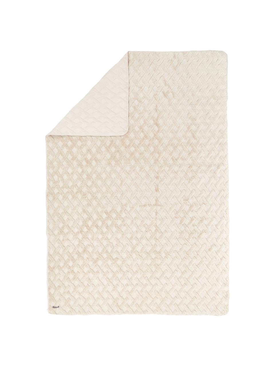 Copriletto bianco crema con motivo alto-basso Natur, 100% poliestere, Bianco crema, Larg. 260 x Lung. 260 cm (per letti da 160 x 200 cm)