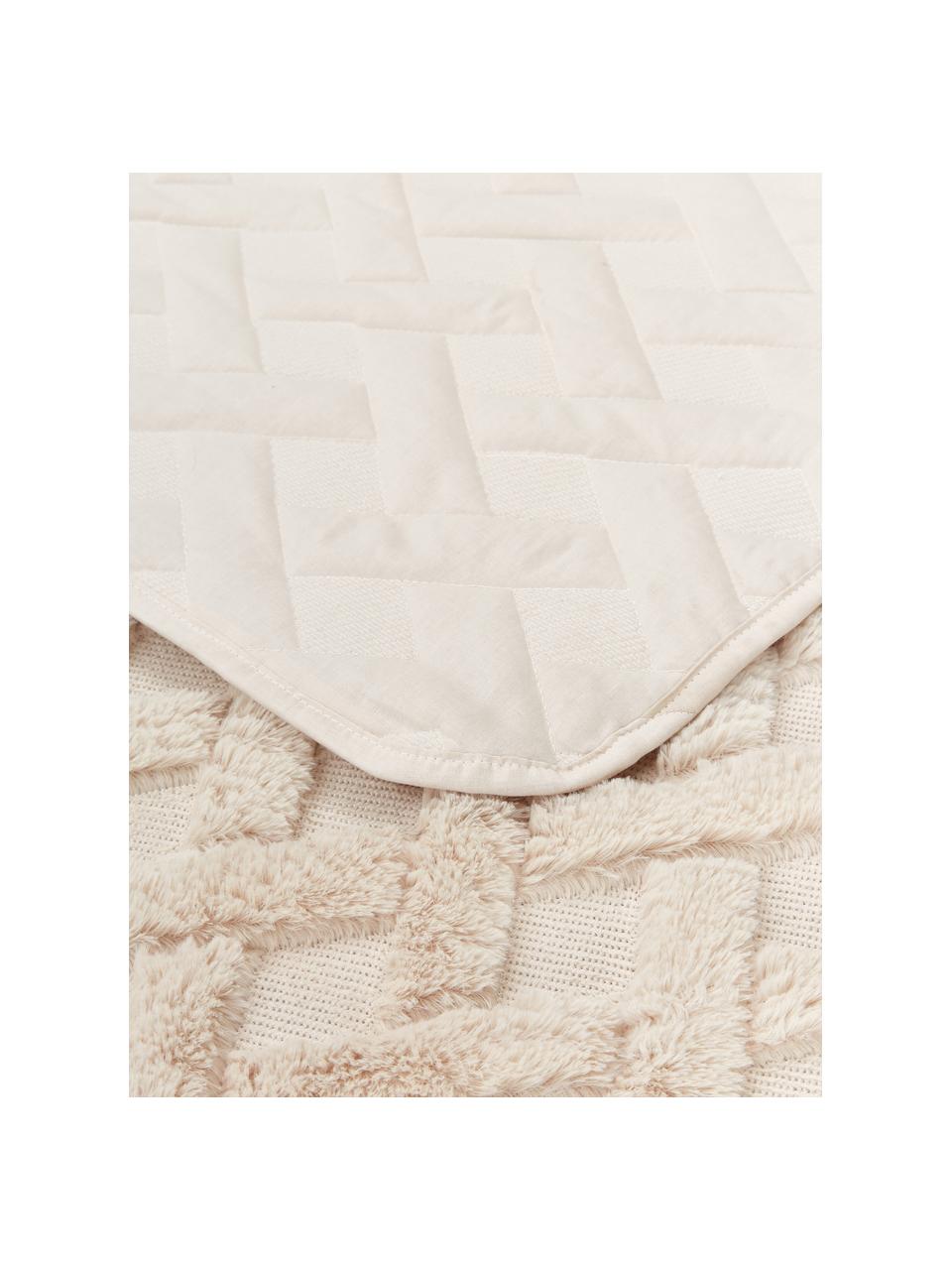 Couvre-lit blanc crème Natur, 100 % polyester, Blanc crème, larg. 260 x long. 260 cm (pour lits jusqu'à 200 x 200 cm)