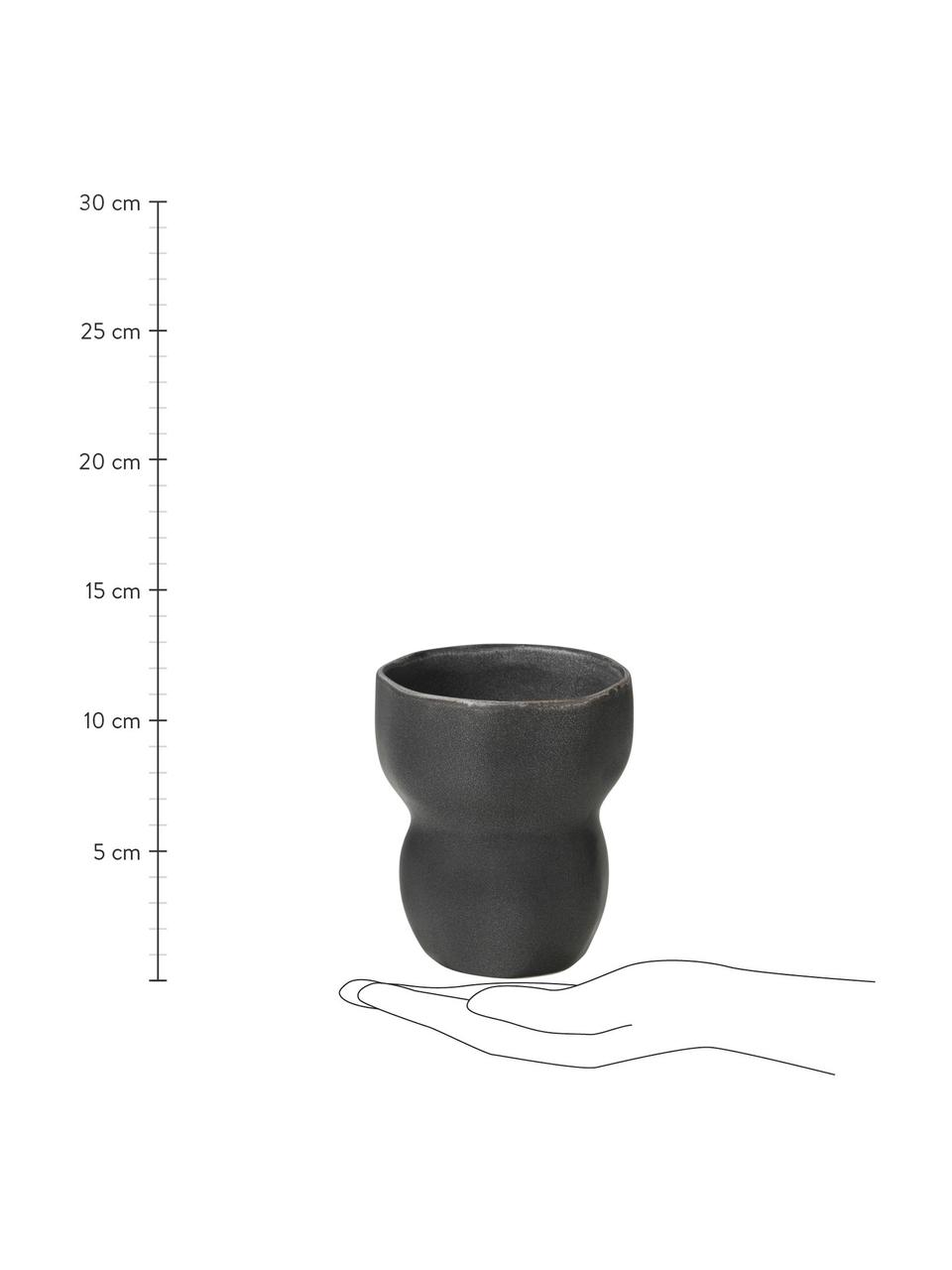 Tazza senza manico in gres a forma organica Limfjord, 300 ml, Gres, Antracite, Ø 9 x Alt. 11 cm