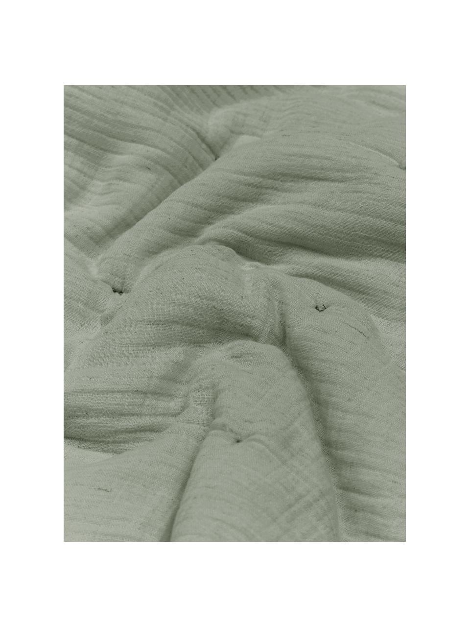 Prešívaný prehoz z bavlneného mušelínu Lune, Zelená, Š 230 x D 250 cm (pre postele do 180 x 200 cm)