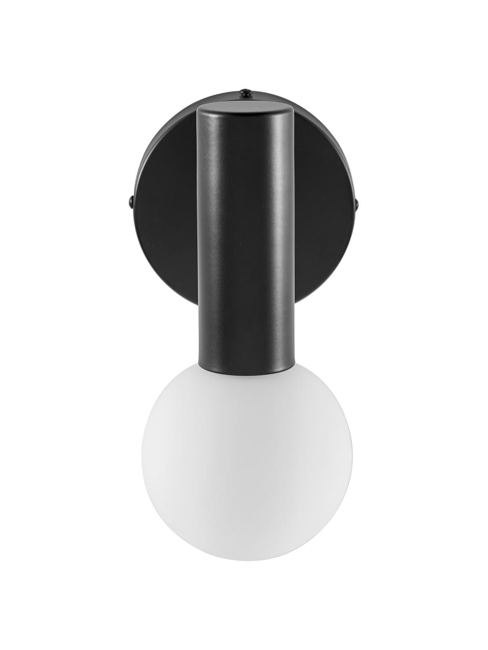 Verstellbare Wandleuchte Wilson mit Glasschirm, Lampenschirm: Opalglas, Weiß, Schwarz, T 22 x H 22 cm