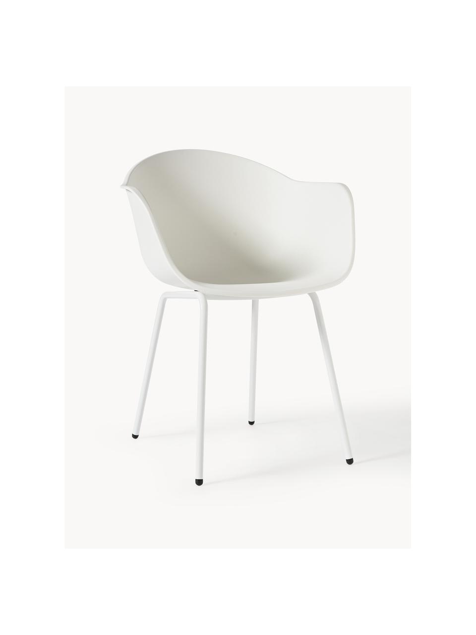 In- & outdoor stoel Claire, Zitvlak: 65% kunststof, 35% glasve, Poten: gepoedercoat metaal, Wit, B 60 x H 54 cm