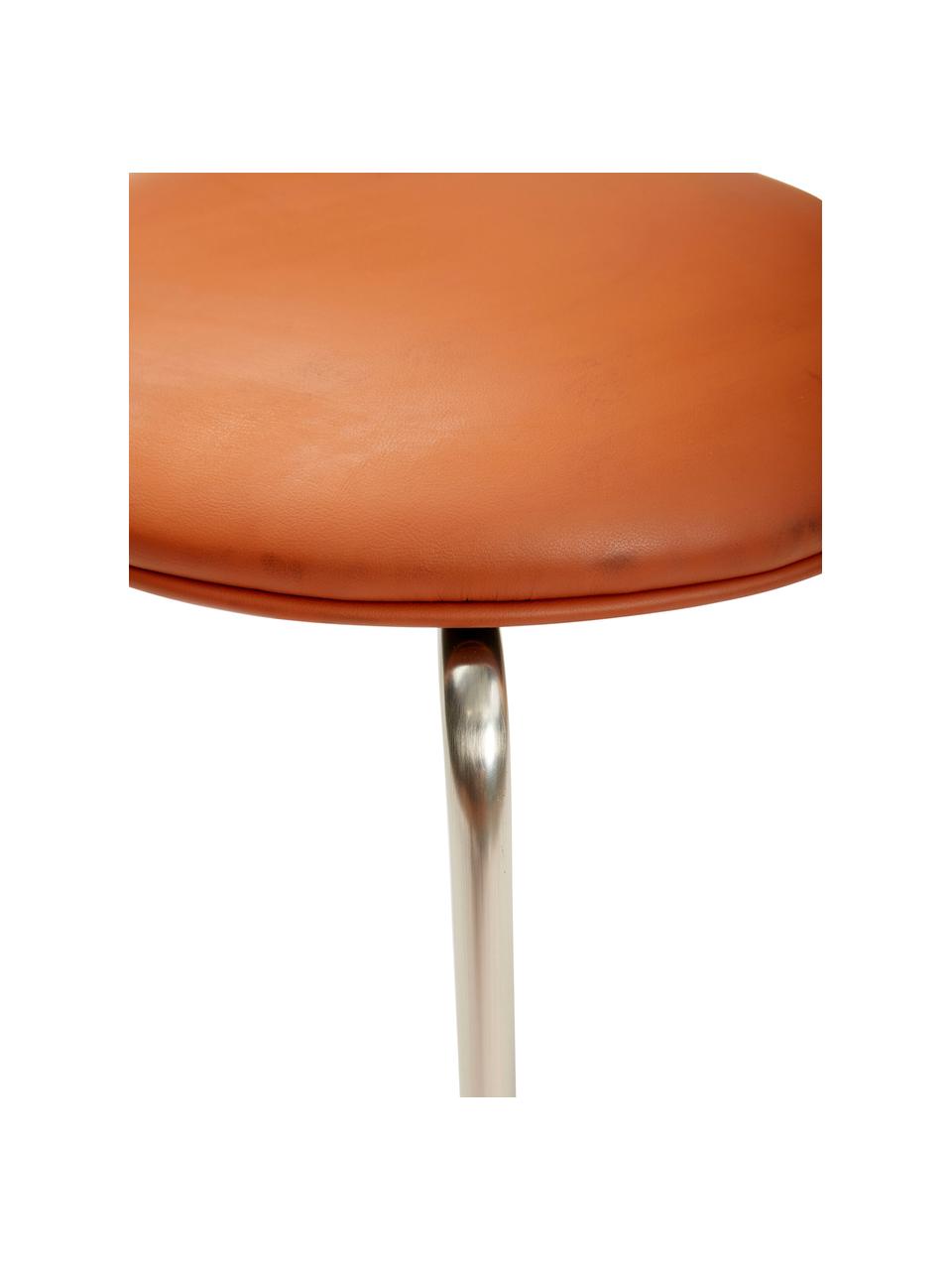 Tabouret en cuir synthétique Stack, Cuir synthétique terracotta, argenté, Ø 35 x haut. 43 cm