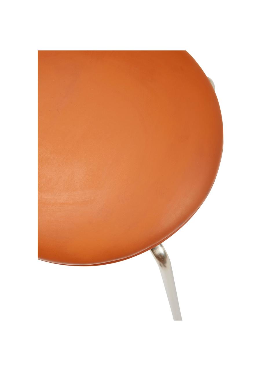 Tabouret en cuir synthétique Stack, Cuir synthétique terracotta, argenté, Ø 35 x haut. 43 cm