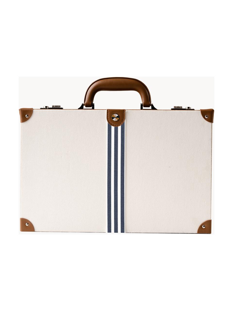 Backgammon-Set Travel, Bezug: 100 % veganes Leder, Off White, Dunkelbraun, B 24 x L 40 cm