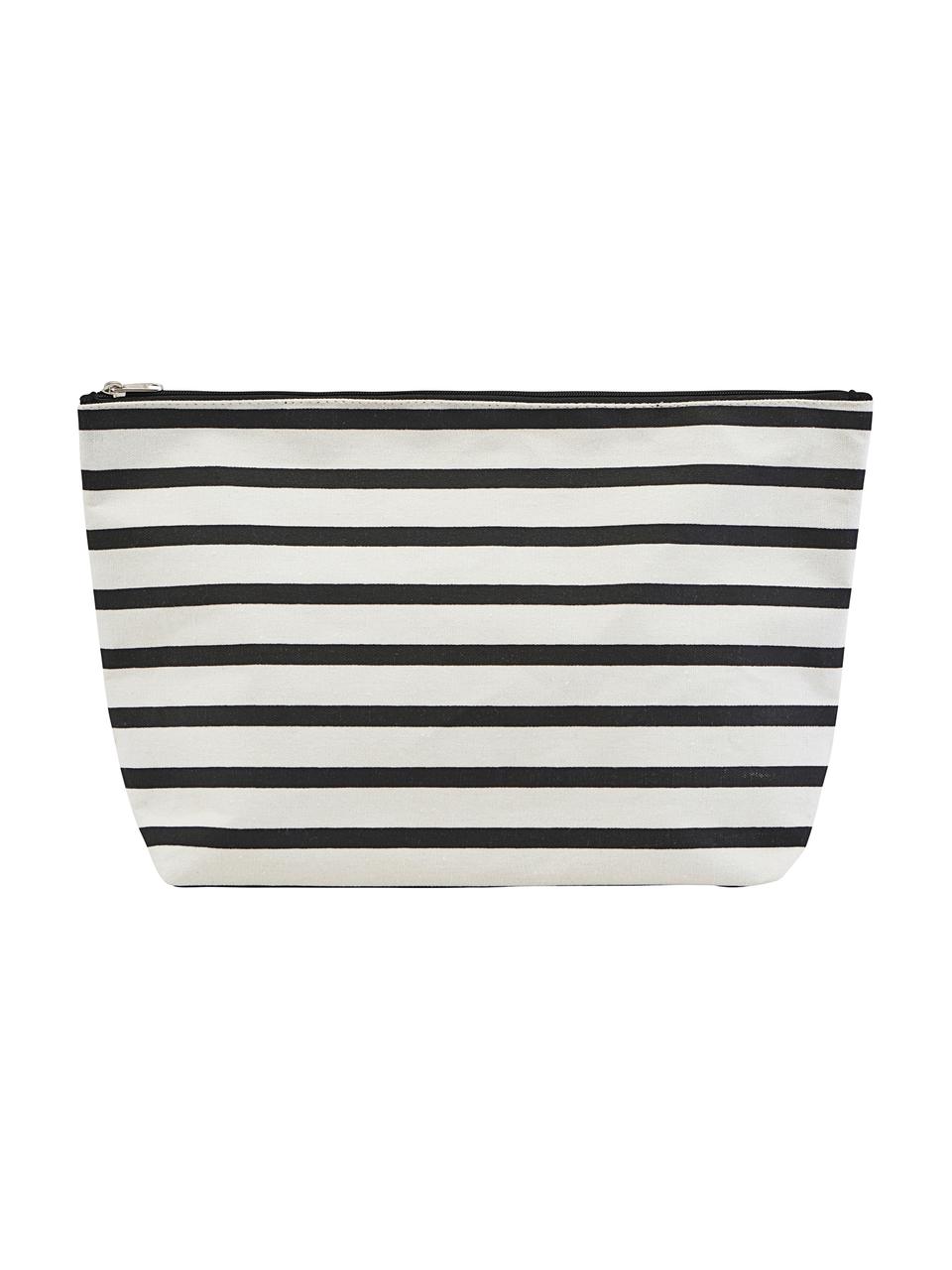 Portatrucchi con cerniera Stripes, 38% cotone, 40% poliestere, 22% rayon, Nero, bianco, Larg. 32 x Alt. 20 cm