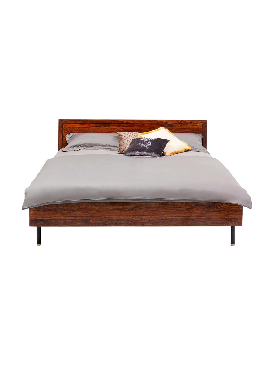 Letto in legno Ravello, Gambe: acciaio verniciate a polv, Marrone, 160 x 200 cm