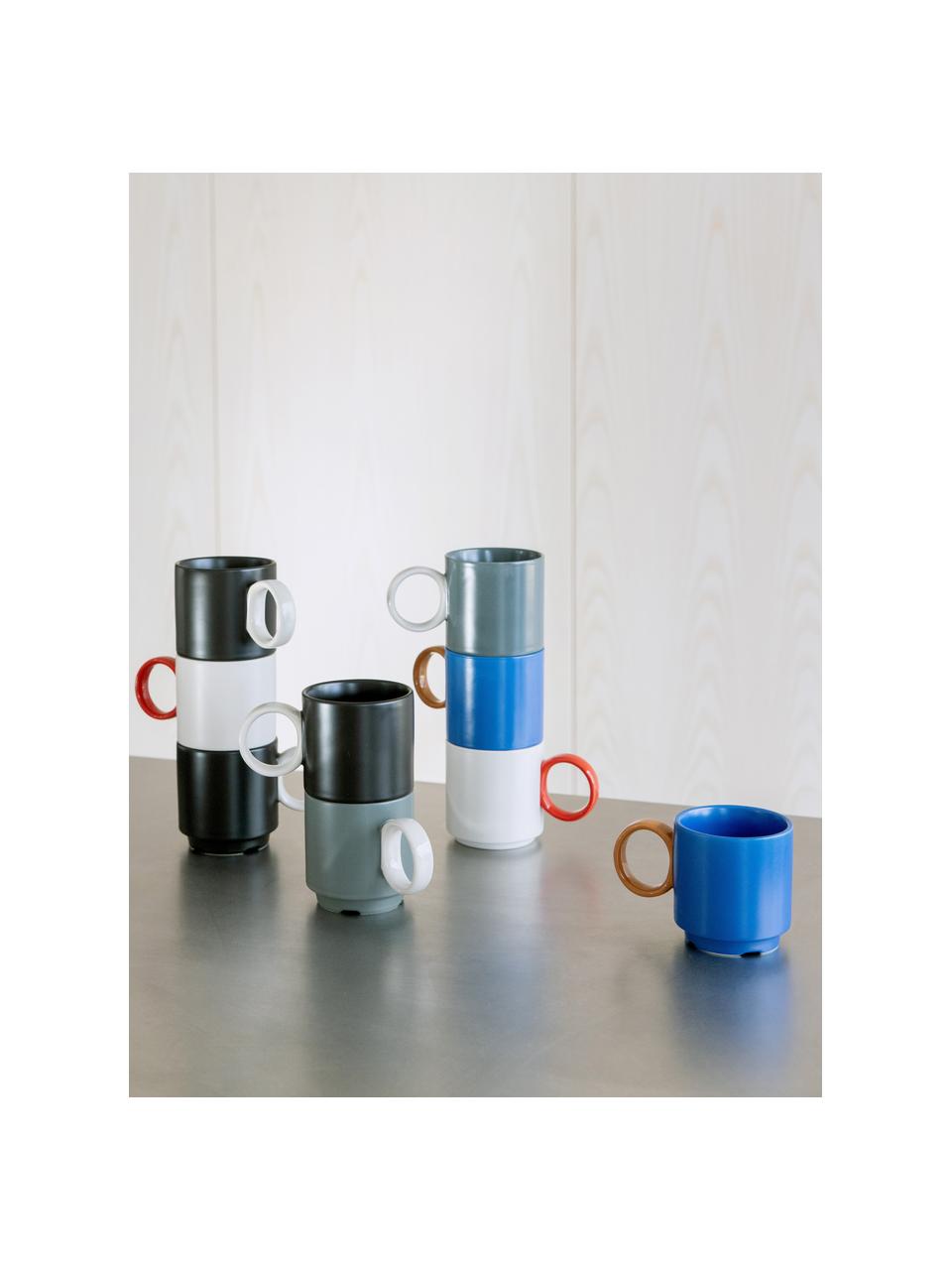 Tasses en porcelaine Noor, 2 pièces, Porcelaine, Bleu, brun, Ø 8 x haut. 8 cm, 250 ml