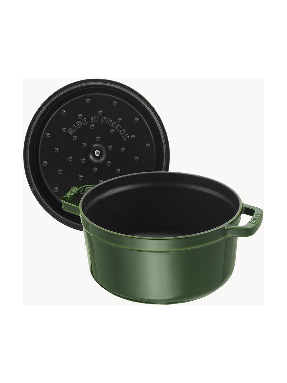 Casseruola rotonda in ghisa La Cocotte, Ghisa smaltata, Verde scuro, argentato, Ø 24 x Alt. 15 cm, 3,8 l