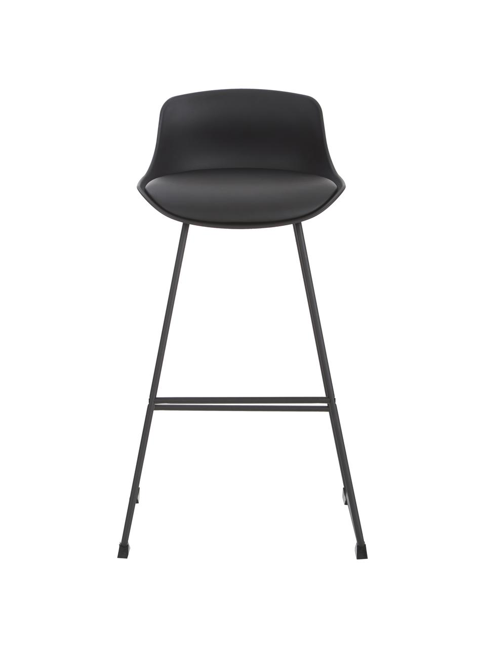 Taburete alto de cuero sintético Tina , 2 uds., Tapizado: cuero sintético (poliuret, Patas: metal con pintura en polv, Negro, An 49 x F 50 cm