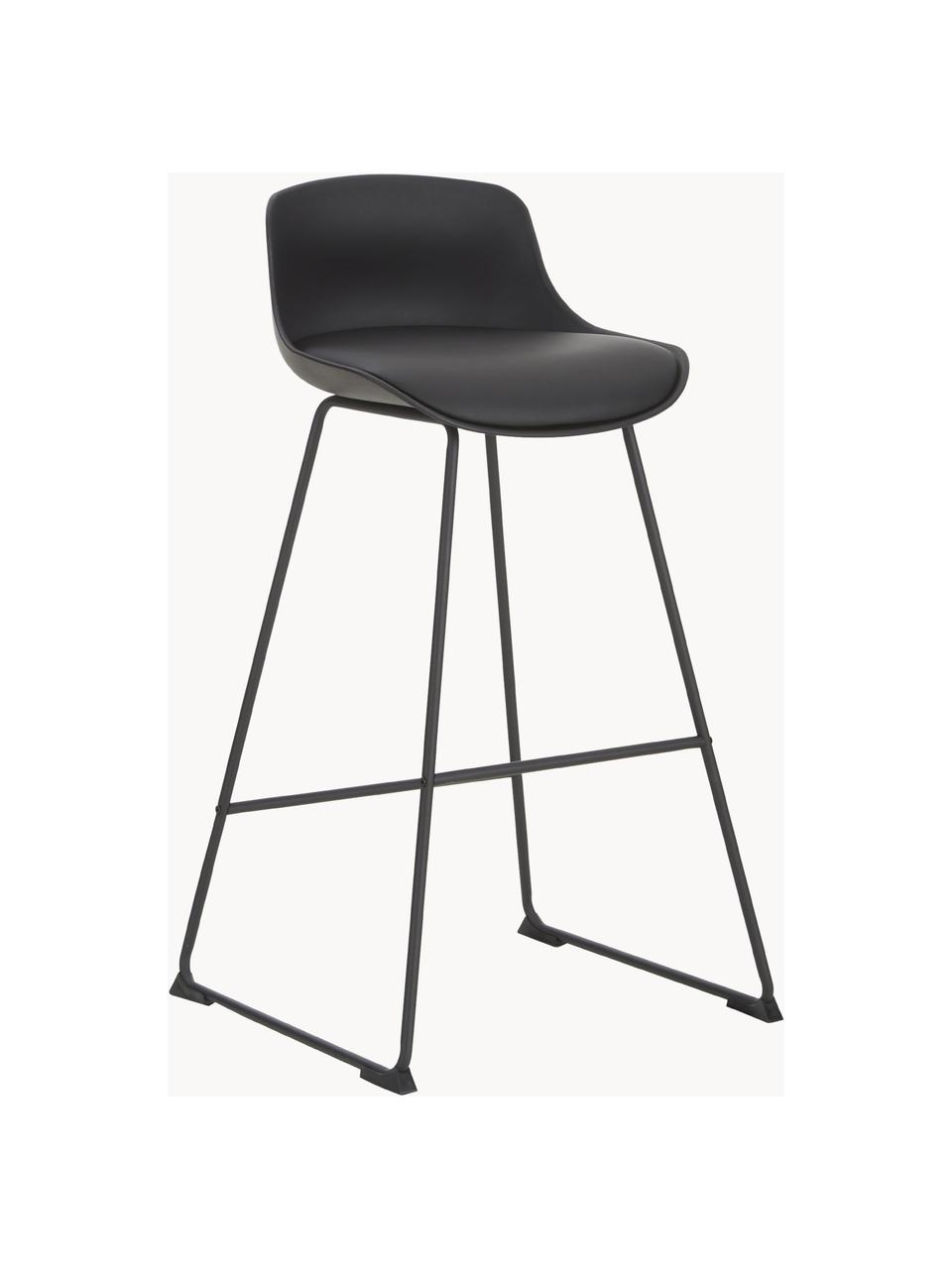 Chaises de bar en cuir synthétique Tina, 2 pièces, Noir, larg. 49 x haut. 94 cm