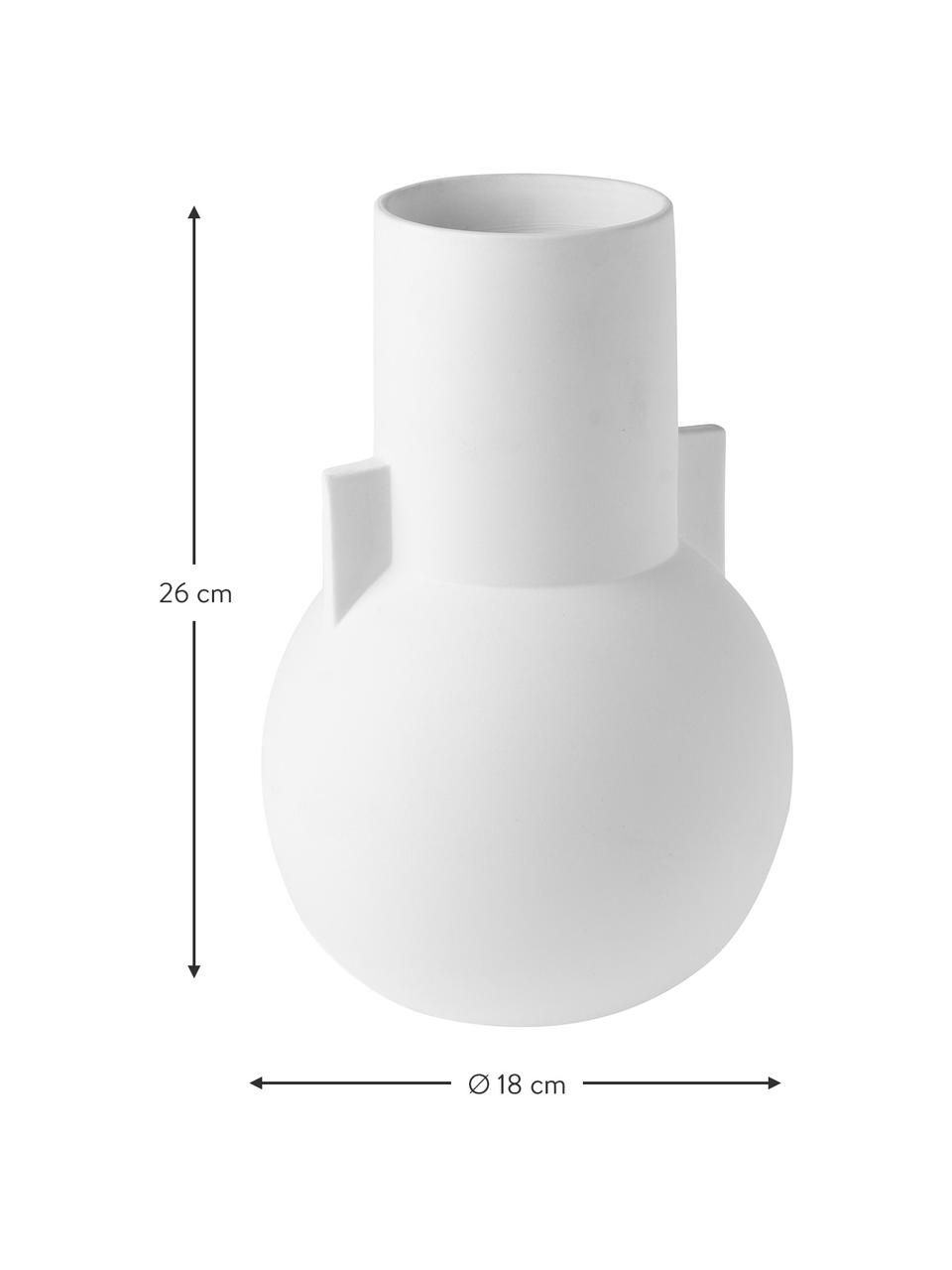 Design-Vase Matt in Weiß, Steingut, Weiß, Ø 18 x H 26 cm