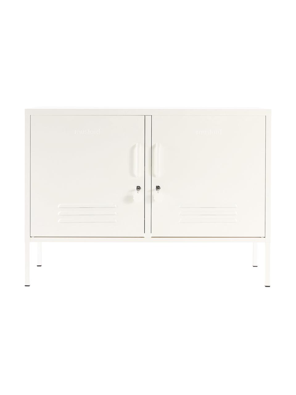 Aparador de metal Mustard, Acero con pintura en polvo, Blanco crema, An 100 x Al 72 cm