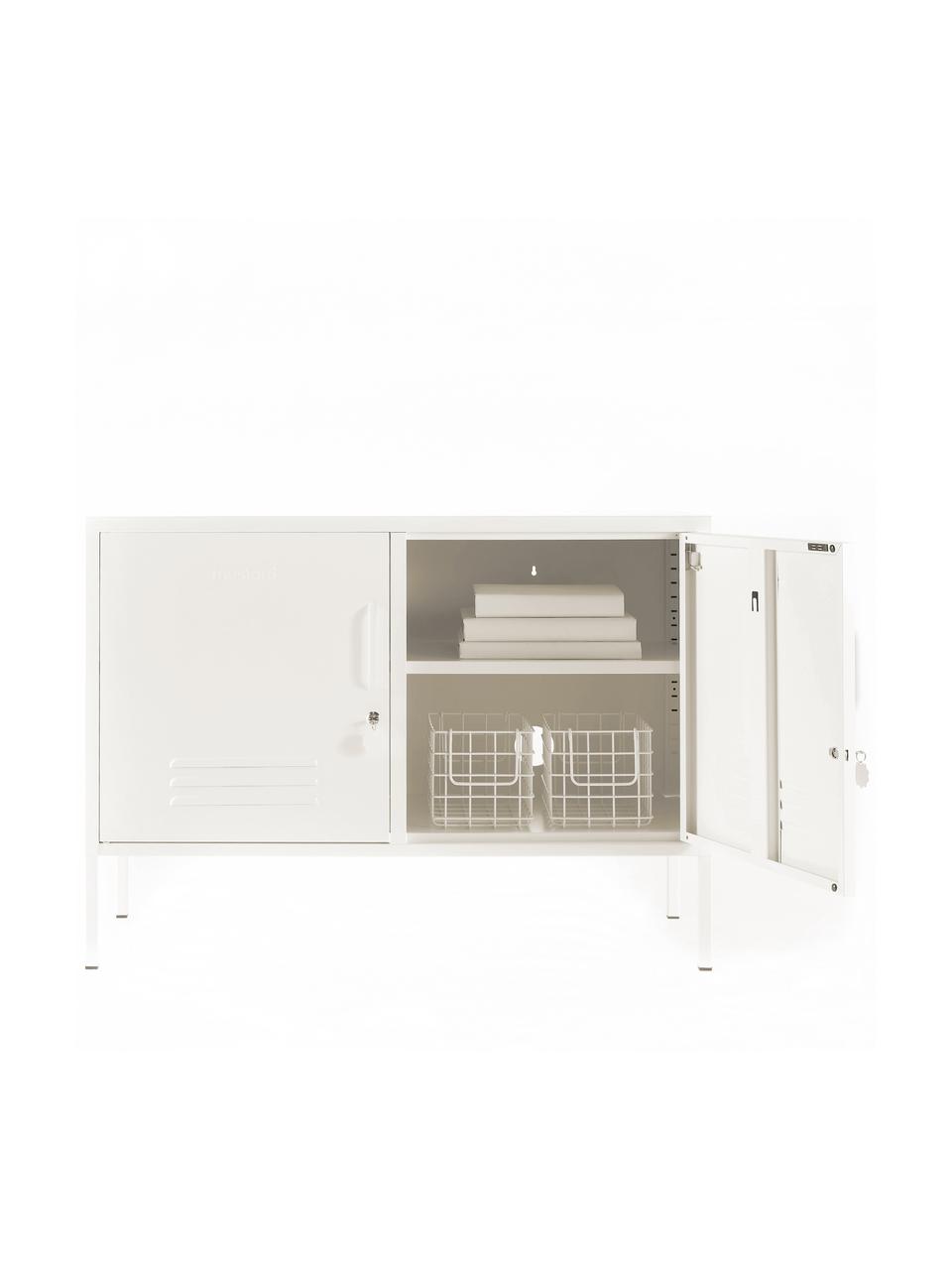 Metall-Sideboard Mustard mit Türen, Stahl, pulverbeschichtet, Cremeweiß, B 100 x H 72 cm