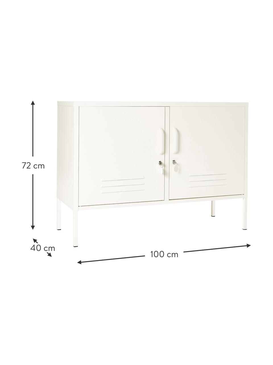 Metalen dressoir Mustard met deuren, Gepoedercoat staal, Crèmewit, B 100 x H 72 cm