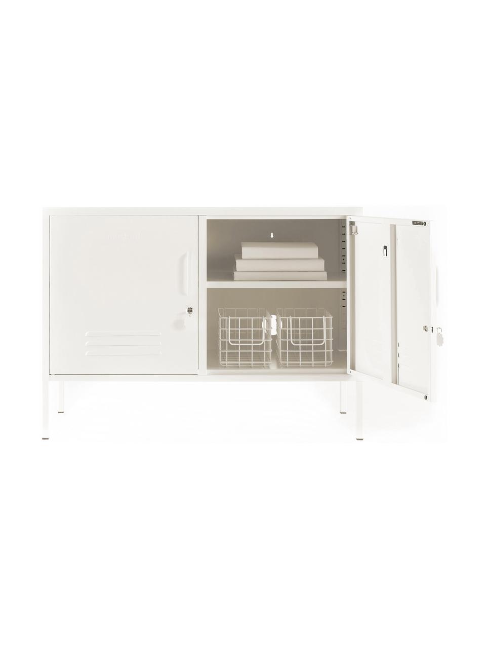 Metalen dressoir Mustard met deuren, Gepoedercoat staal, Crèmewit, B 100 x H 72 cm