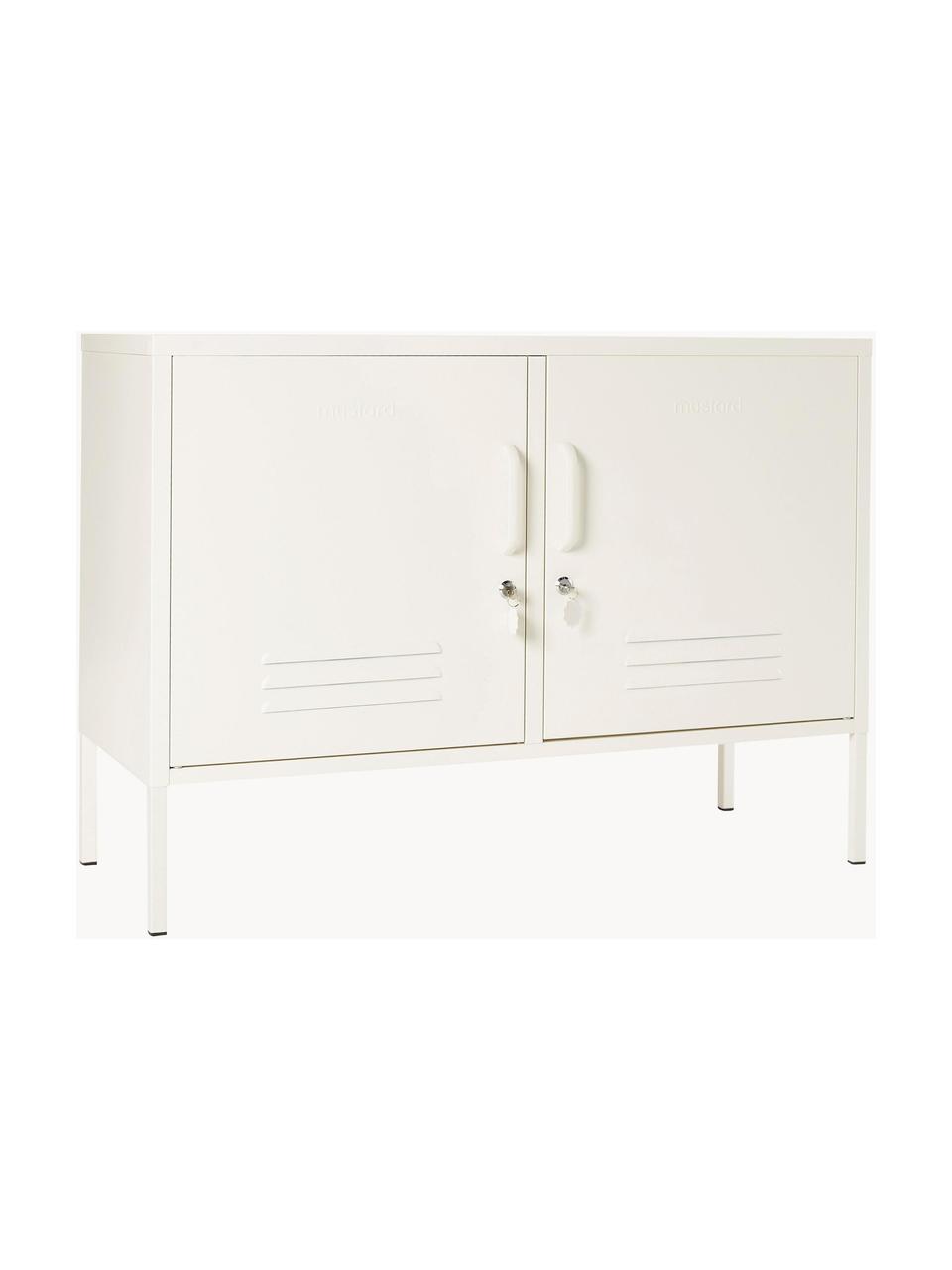 Credenza in metallo Lowdown, Acciaio verniciato a polvere, Bianco crema, Larg. 100 x Alt. 72 cm