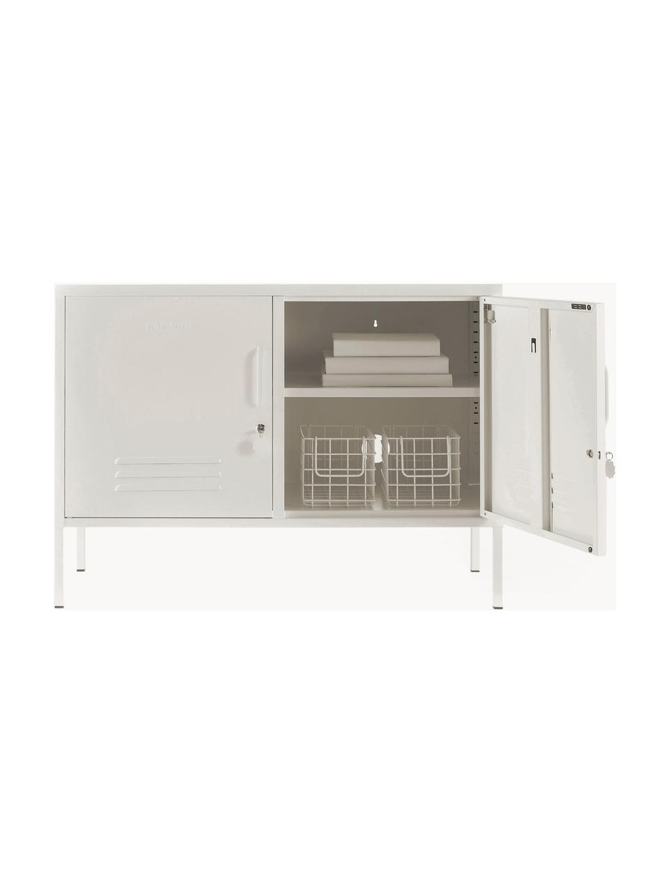 Credenza in metallo Lowdown, Acciaio verniciato a polvere, Bianco crema, Larg. 100 x Alt. 72 cm