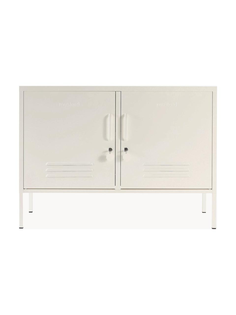 Credenza in metallo Lowdown, Acciaio verniciato a polvere, Bianco crema, Larg. 100 x Alt. 72 cm