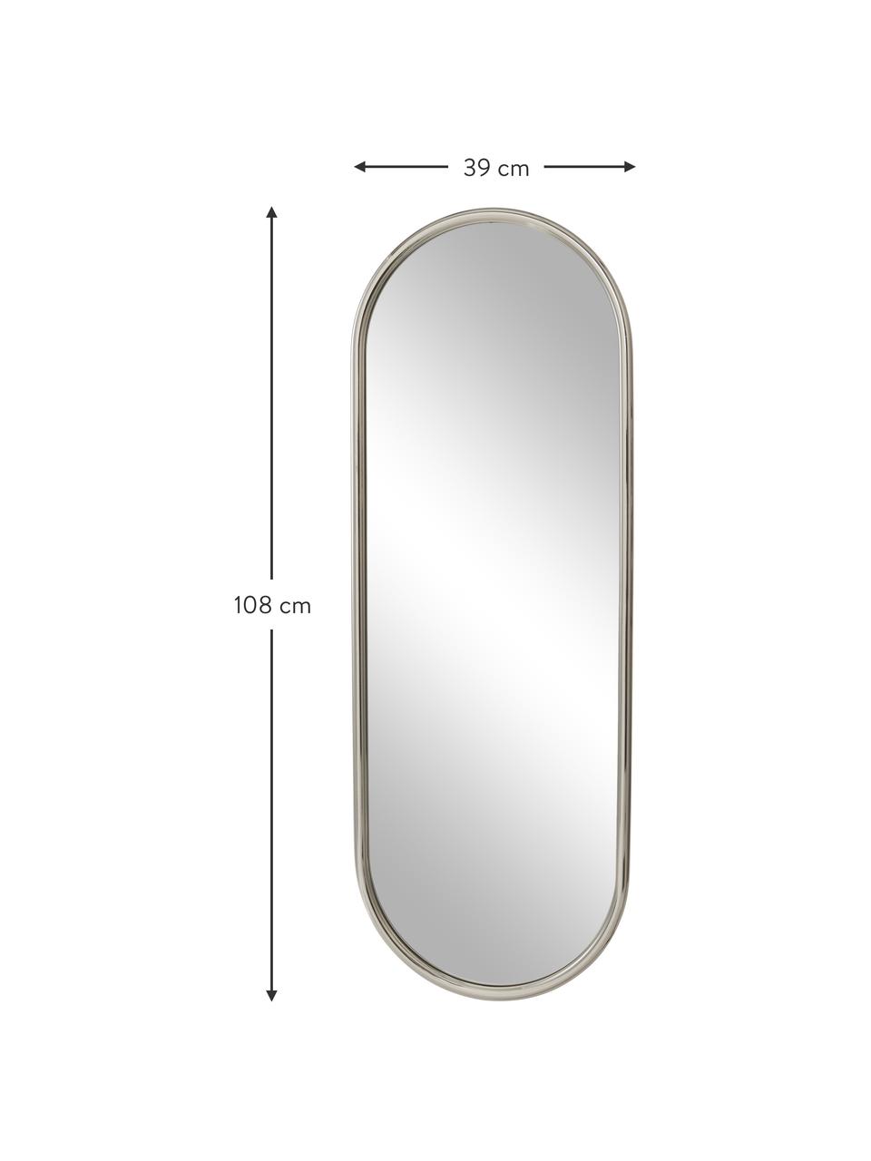 Specchio ovale da parete Angui, Superficie dello specchio: vetro a specchio, Cornice: acciaio rivestito, Argentato, Larg. 29 x Alt. 78 cm
