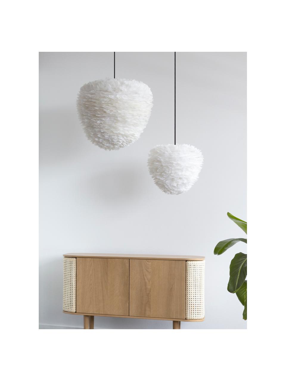 Hanglamp Eos Evia van veren, Lampenkap: ganzenveren, textiel, Wit, Ø 40 x H 39 cm