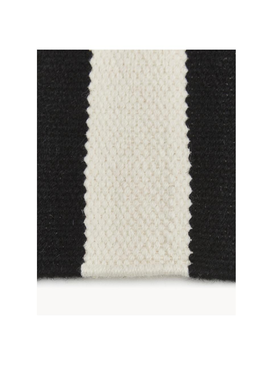 Ručne tkaný kelim koberec s pruhmi Donna, Čierna, krémovobiela, Š 160 x D 230 cm (veľkosť M)