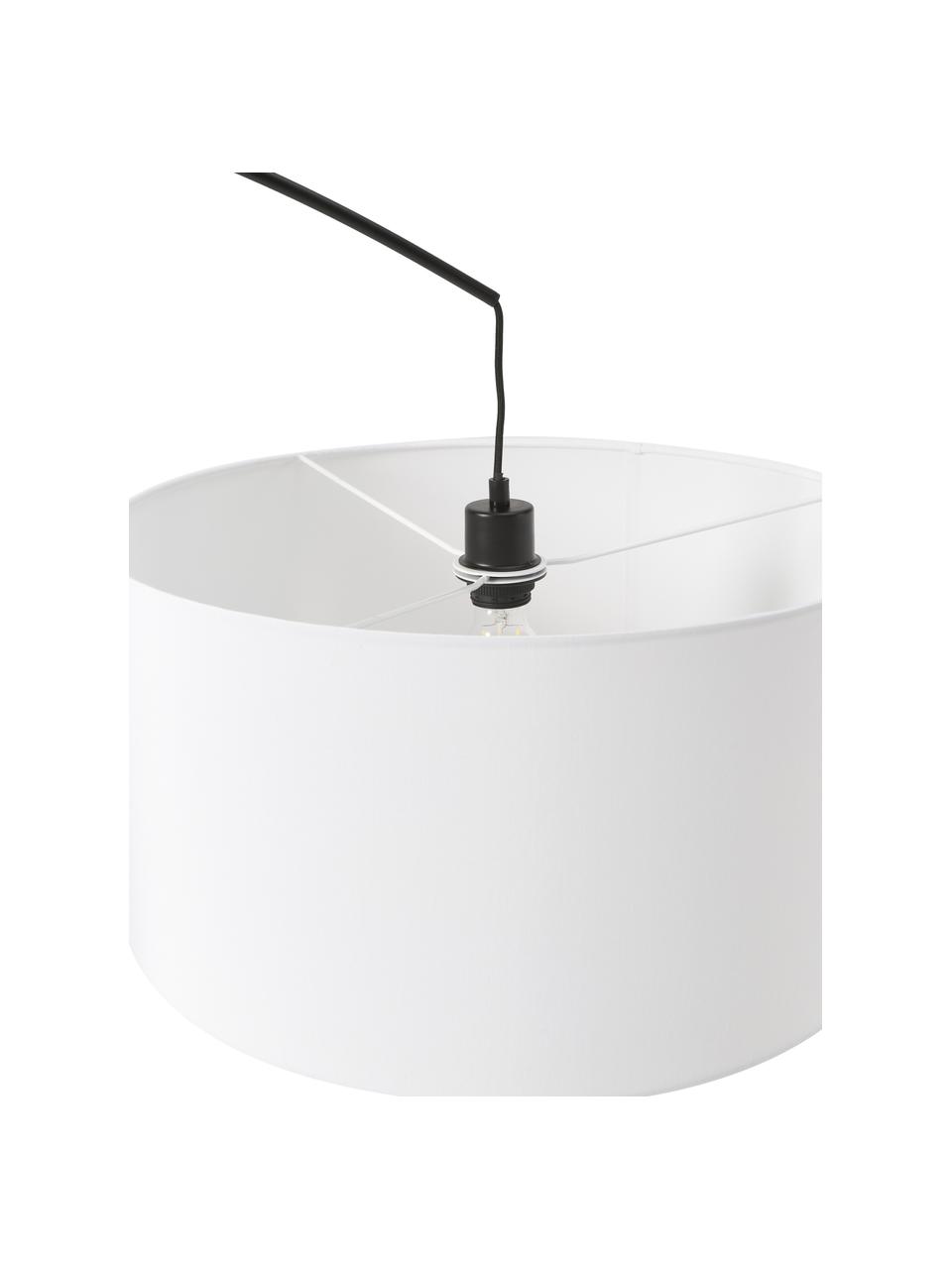 Grote booglamp Niels, Lampvoet: geborsteld metaal, Lampenkap: textiel, Wit, zwart, H 218 cm
